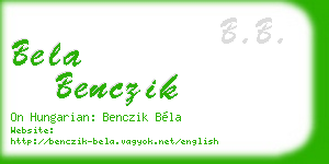 bela benczik business card